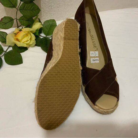 MATISSE Espadrille Heels suede brown size 8 M - Picture 11 of 12